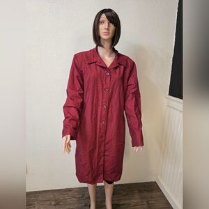 Vtg 90s Eddie Bauer Xl Red Cotton Nylon Mid-Length Trench Coat